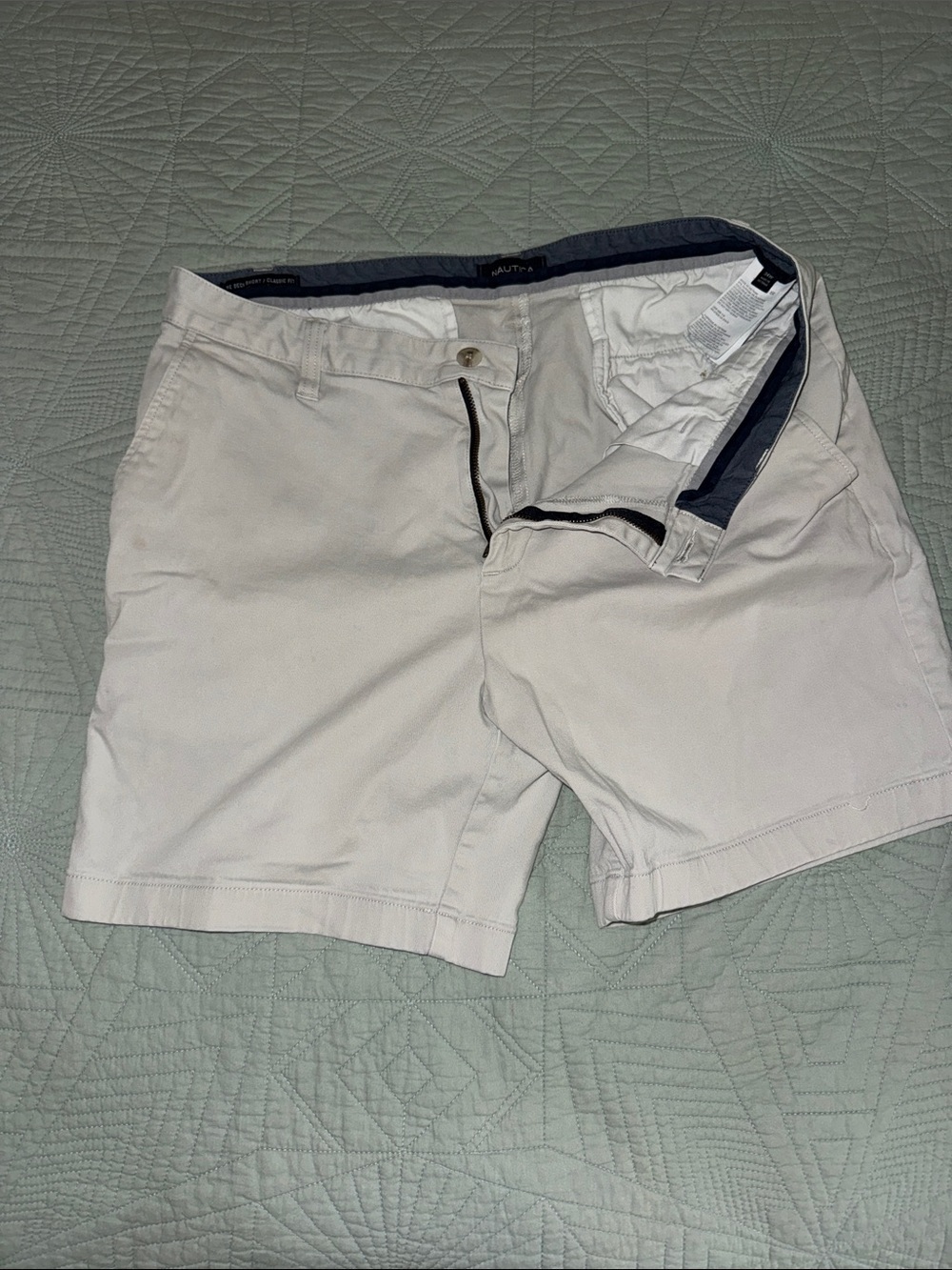 Nautica Men’s Flat-Front Shorts in Light Beige